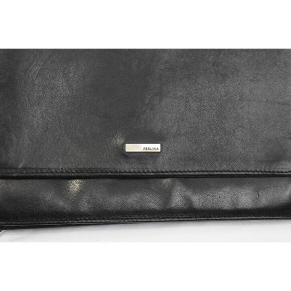 Vintage Perlina Soft Black Leather Crossbody Organizer Wallet Purse All-In-One - Picture 10 of 14